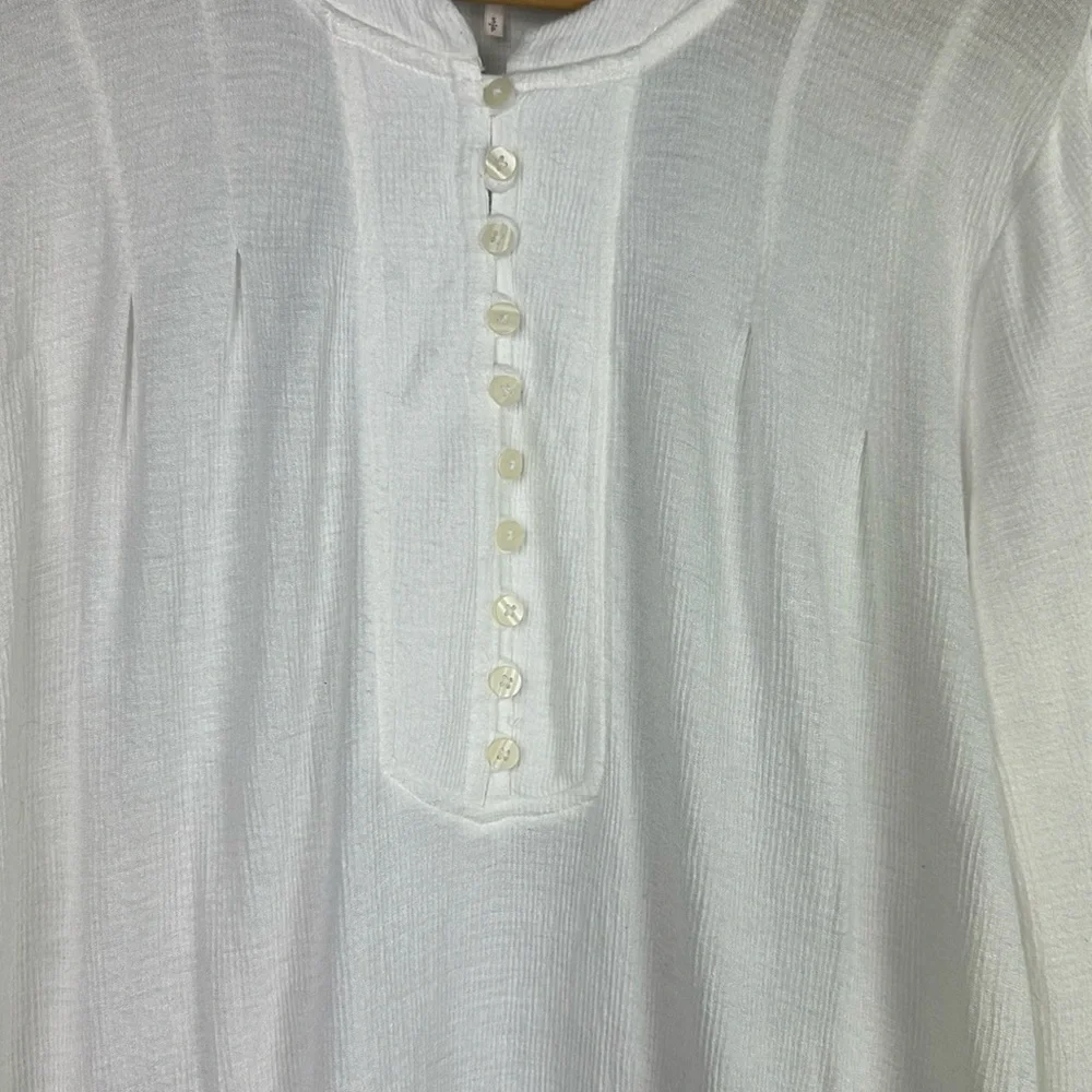 Free People Your Girl White Flounce Hem Textured Tunic Top Size S Mini Dress